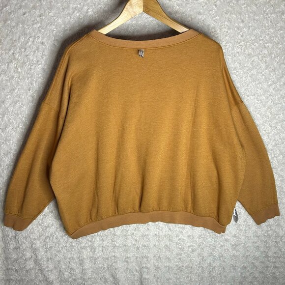 FP Movement Kelly FREE PEOPLE Sweatshirt Cognac Crew Neck Long Sleeve Shirt - Picture 5 of 8